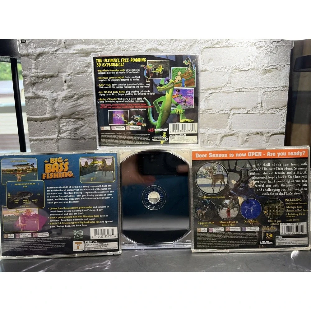 Sony PlayStation Lot (4 Games) -Gex Enter The Gecko, Big Bass Fishing, etc.